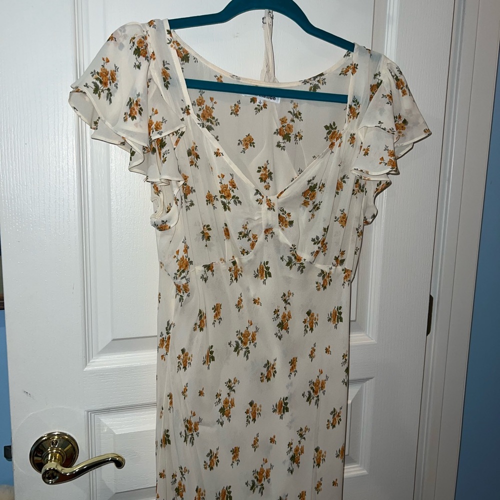 Reformation Cream Floral Dress